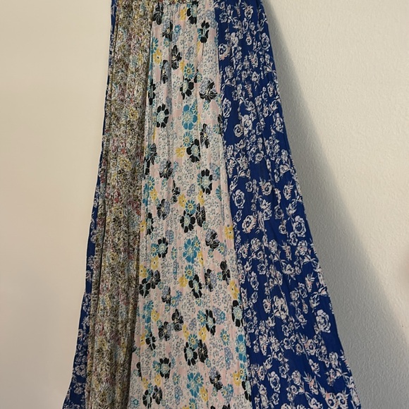 Free People Cherish boho floral patchwork viscose Maxi Skirt large - Picture 8 of 12